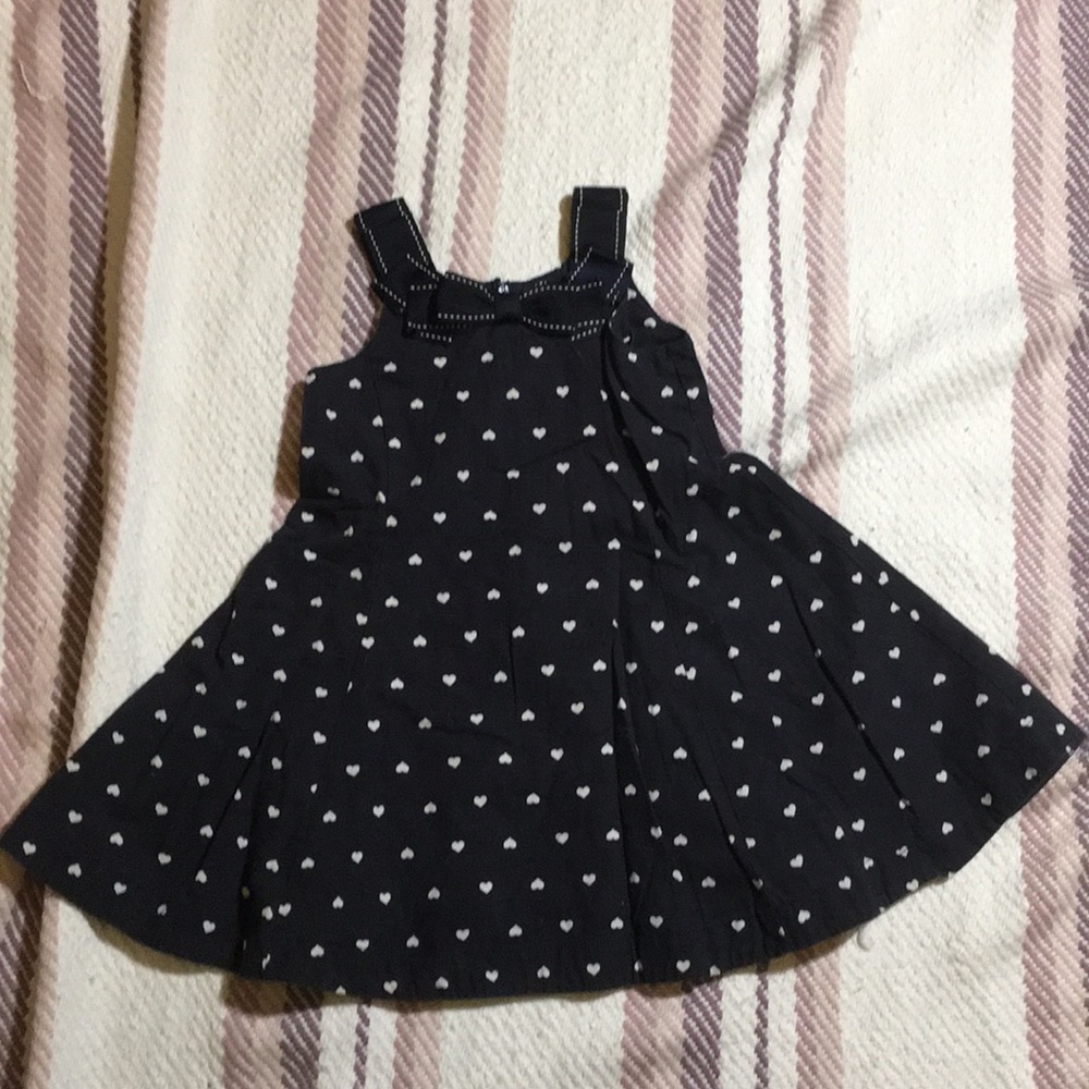 Navy Dress with White Heart Polka Dots